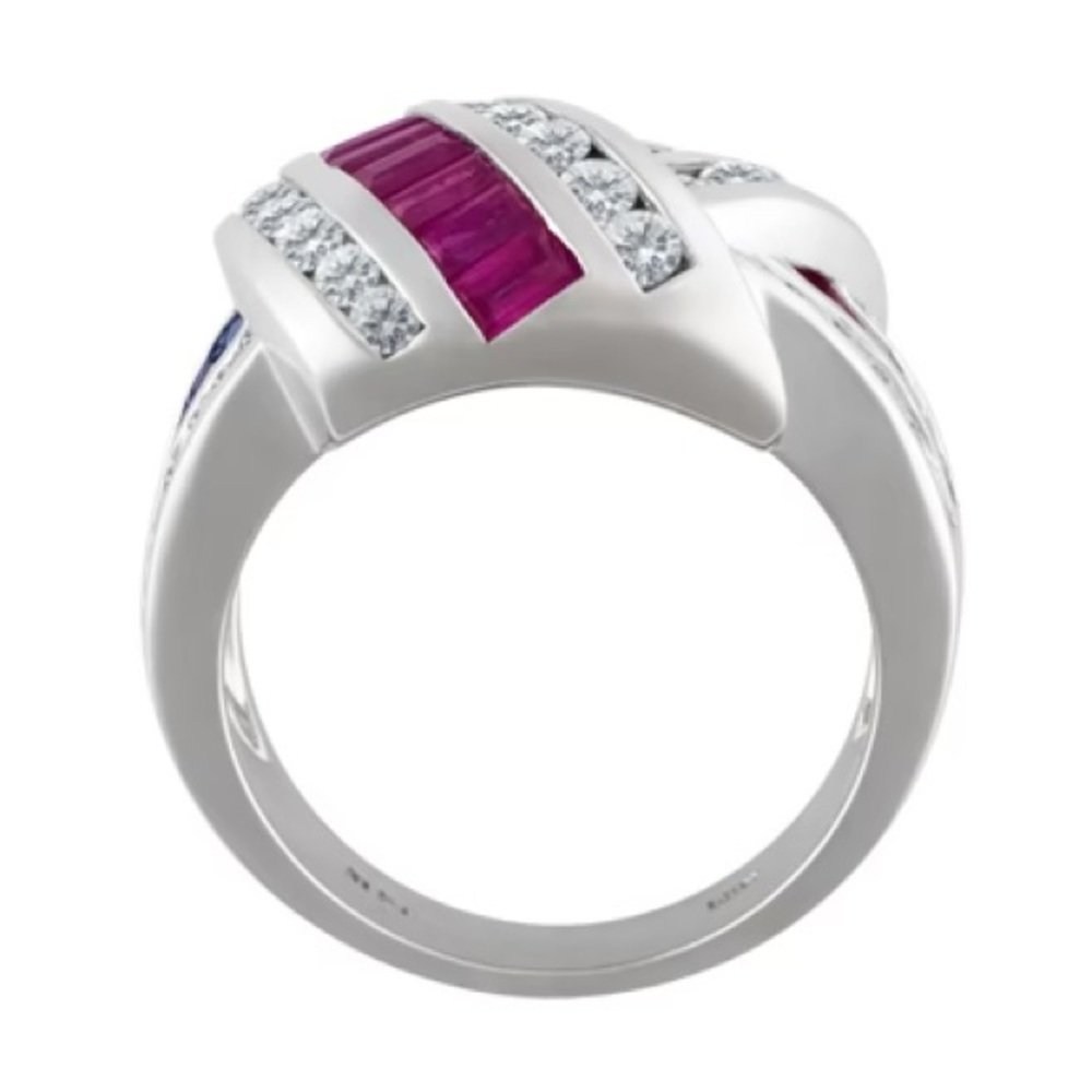 Twisted ruby, sapphire & diamond ring - Picture 3 of 13